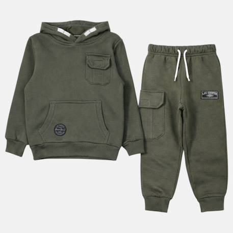 Sweat à capuche avec poche et pantalon de jogging Gris+Kaki+Marine+Noir 10 - vertbaudet enfant 