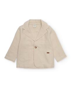 -Veste blazer garçon en tissu uni avec revers classiques