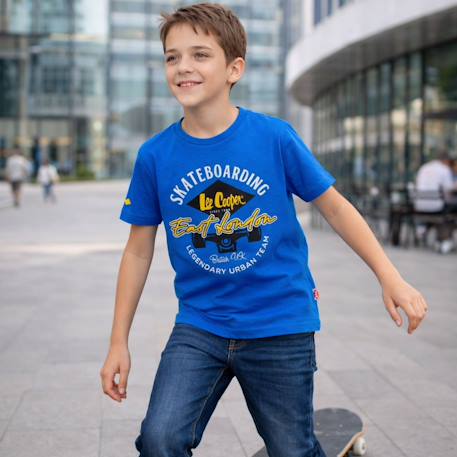 T-shirt manches courtes garçon avec imprimé Bleu+Gris+Marine+Rouge 2 - vertbaudet enfant 