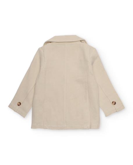 Veste blazer garçon en tissu uni avec revers classiques Beige 2 - vertbaudet enfant 