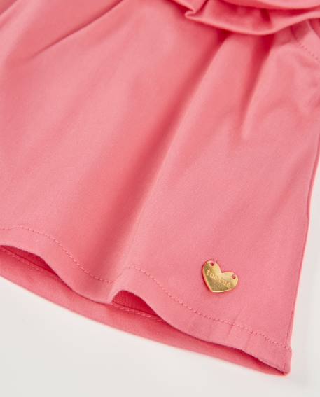 Blouse pour fille en toile avec grande fleur sur le devant Rose 4 - vertbaudet enfant 