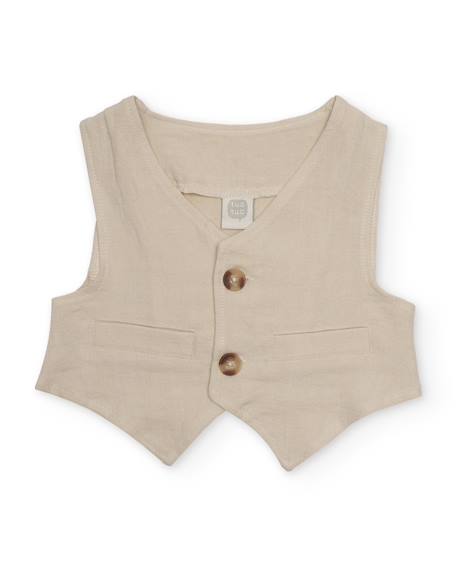 Garçon-Pull, gilet, sweat-Gilet-Gilet garçon en tissu uni avec fermeture à boutons