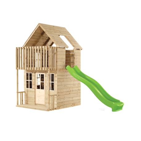 Maisonnette cabane avec toboggan loft bois fsc® Marron - vert 2 - vertbaudet enfant 