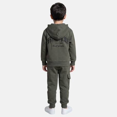 Sweat à capuche avec poche et pantalon de jogging Gris+Kaki+Marine+Noir 9 - vertbaudet enfant 