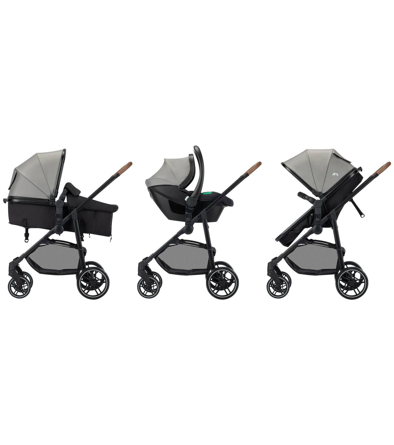Poussette 3 en 1 i-size avec assise convertible en nacelle et cosi