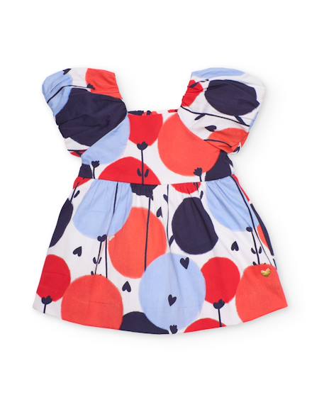 Robe pour fille en toile avec manches bouffantes Blanc 1 - vertbaudet enfant 