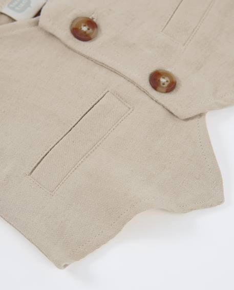 Gilet garçon en tissu uni avec fermeture à boutons Beige 4 - vertbaudet enfant 