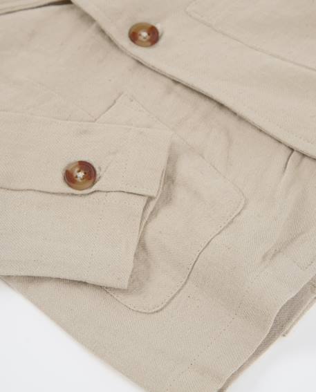 Veste blazer garçon en tissu uni avec revers classiques Beige 4 - vertbaudet enfant 