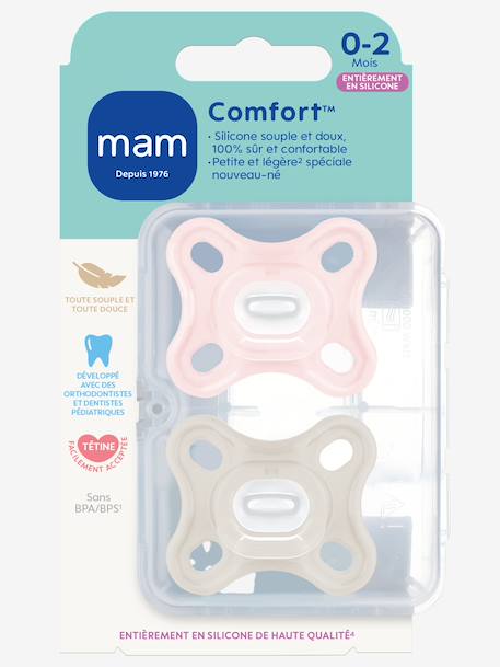 Lot de 2 sucettes 2-12 mois en silicone Comfort Bleu + vert+Rose + vert 5 - vertbaudet enfant 