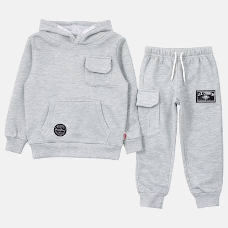 Sweat à capuche avec poche et pantalon de jogging Gris+Kaki+Marine+Noir 4 - vertbaudet enfant 
