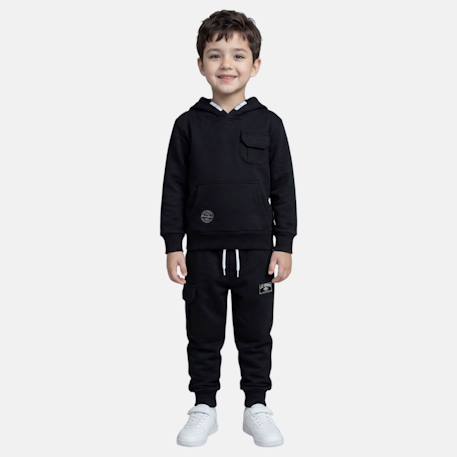 Sweat à capuche avec poche et pantalon de jogging Gris+Kaki+Marine+Noir 19 - vertbaudet enfant 