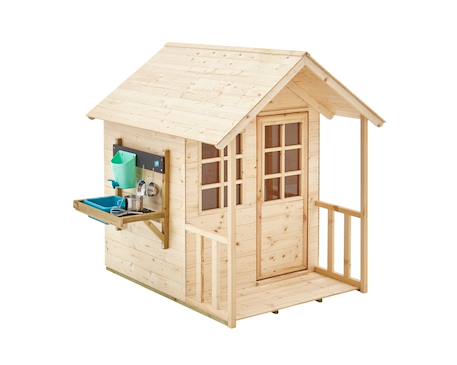 Maisonnette cabane enfant chalet + cuisine extérieure prairie bois fsc® Marron - bleu - noir 2 - vertbaudet enfant 