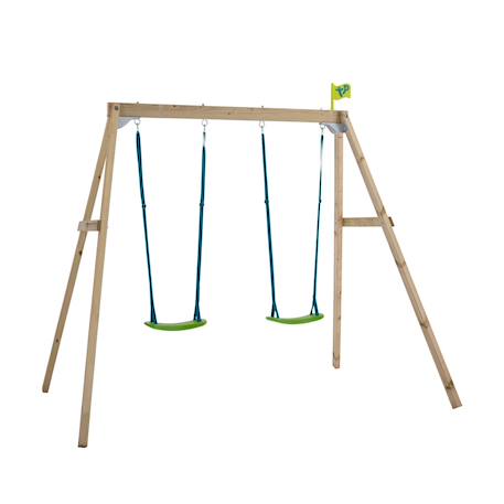 Portique 2 balançoires forest bois h200cm Marron - bleu - gris - vert 2 - vertbaudet enfant 