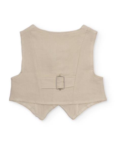 Gilet garçon en tissu uni avec fermeture à boutons Beige 2 - vertbaudet enfant 
