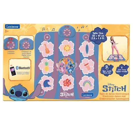 Tapis de danse stitch électronique, bluetooth et lumineux avec 6 modes de jeu Bleu 2 - vertbaudet enfant 