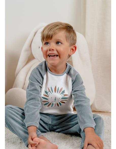 Pyjama velours imprimé Beige 2 - vertbaudet enfant 