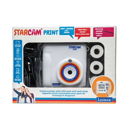 Starcam® print, pack caméra avec imprimante instantanée, 3 rouleaux de papier et dragonne Blanc 4 - vertbaudet enfant 