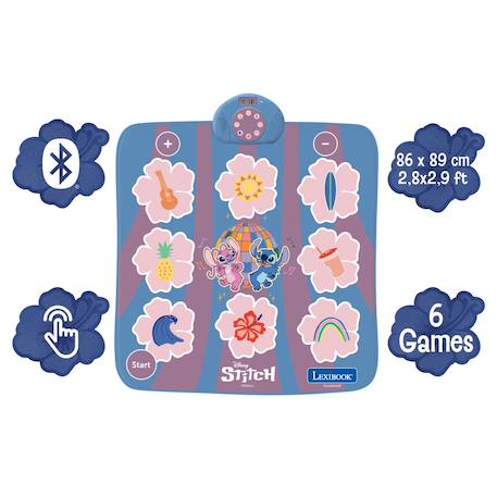Tapis de danse stitch électronique, bluetooth et lumineux avec 6 modes de jeu Bleu 3 - vertbaudet enfant 