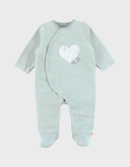Pyjama bébé velours brodé Vert 1 - vertbaudet enfant 