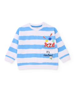 -Sweat garçon en maille avec imprimé rayé