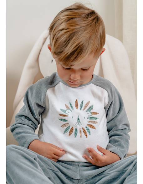 Pyjama velours imprimé Beige 3 - vertbaudet enfant 