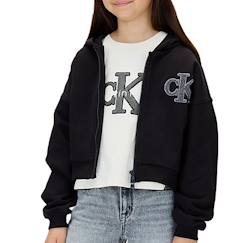 -Sweat fille à capuche zippé avec logo