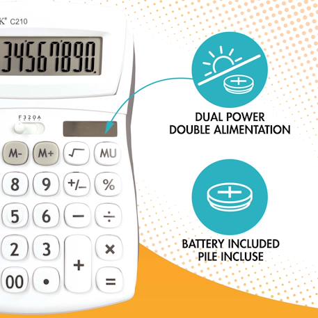 Calculatrice de bureau 10 chiffres avec écran à angle ajustable Blanc 6 - vertbaudet enfant 