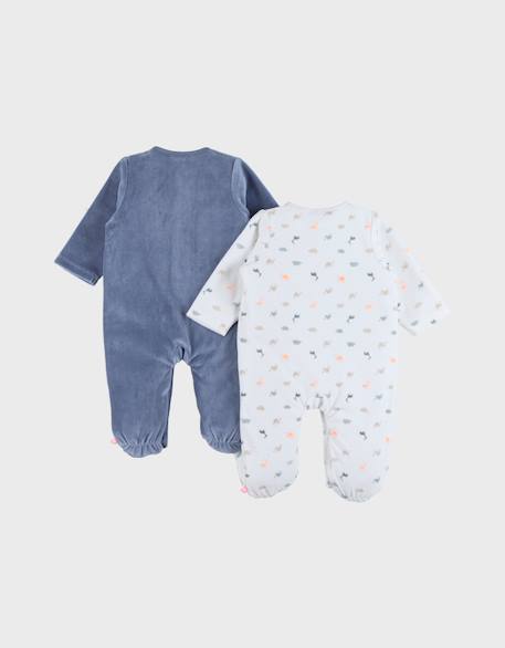 Lot de 2 pyjamas bébé en velours Bleu 4 - vertbaudet enfant 