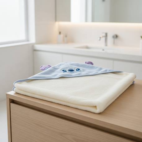 Cape de bain stitch coton et polyester Bleu 1 - vertbaudet enfant 