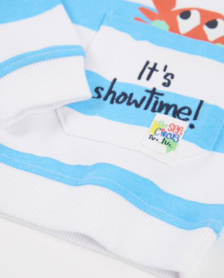 Sweat garçon en maille avec imprimé rayé Bleu 4 - vertbaudet enfant 