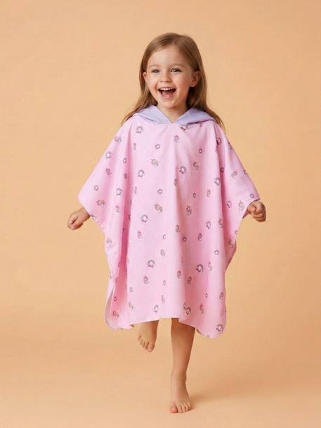 Poncho en microfibres Blanc / rose 1 - vertbaudet enfant 