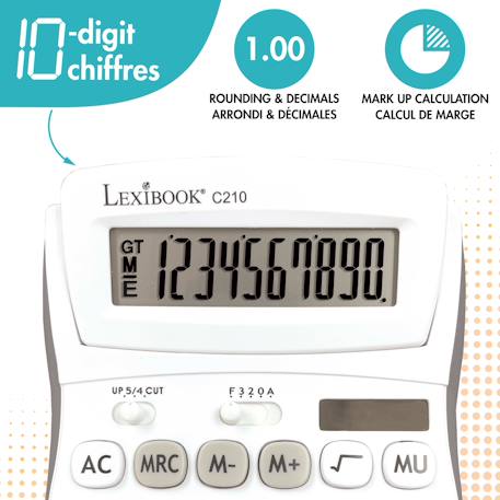 Calculatrice de bureau 10 chiffres avec écran à angle ajustable Blanc 5 - vertbaudet enfant 