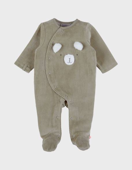 Pyjama bébé velours brodé Vert 1 - vertbaudet enfant 