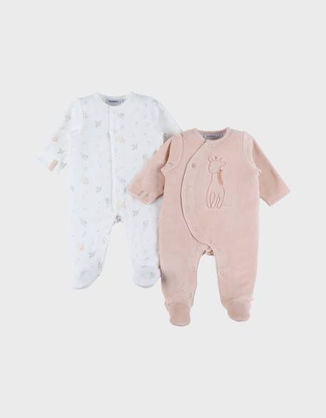Lot de 2 pyjamas bébé velours Rose 1 - vertbaudet enfant 