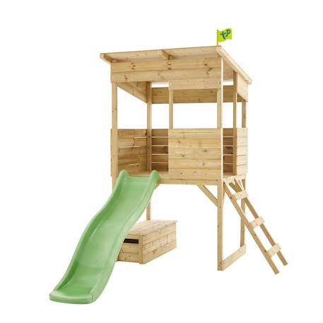 Cabane sur pilotis avec toboggan cimes bois fsc® Marron - vert 2 - vertbaudet enfant 