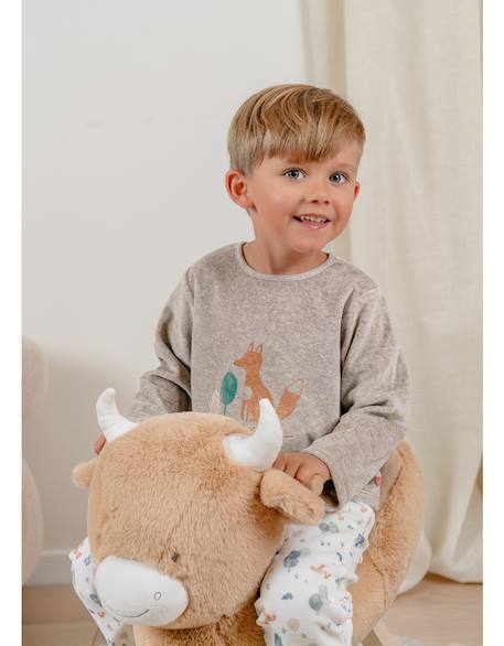 Pyjama bébé velours imprimé Beige 2 - vertbaudet enfant 