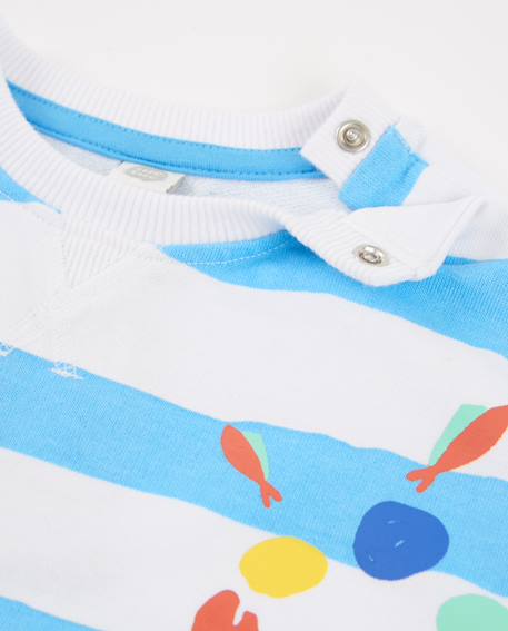 Sweat garçon en maille avec imprimé rayé Bleu 3 - vertbaudet enfant 