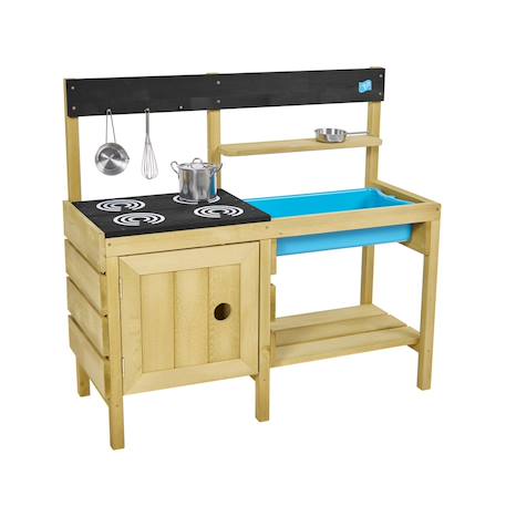 Cuisine d'extérieur pour enfant junior chef bois fsc® Marron - bleu - noir 2 - vertbaudet enfant 