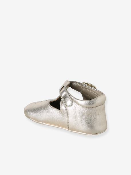 Chaussons bébé cuir blanc+or 11 - vertbaudet enfant 