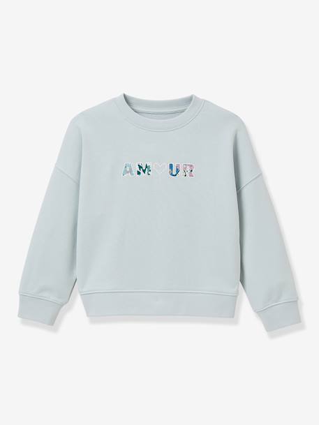 Sweat fille Amour bleu clair 1 - vertbaudet enfant 