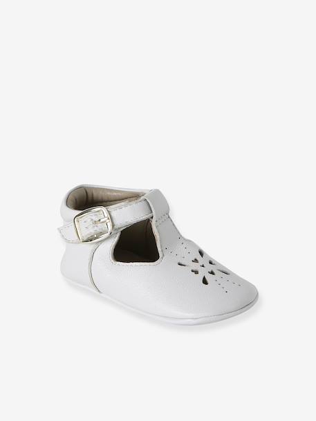 Chaussons bébé cuir blanc+or 1 - vertbaudet enfant 