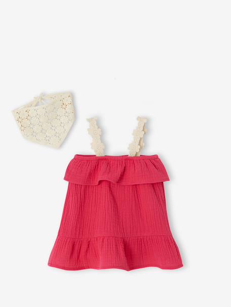 Ensemble robe bandana bébé fille framboise 2 - vertbaudet enfant 