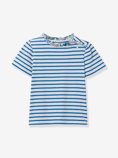 Tee shirt marinière fille bleu clair 1 - vertbaudet enfant 