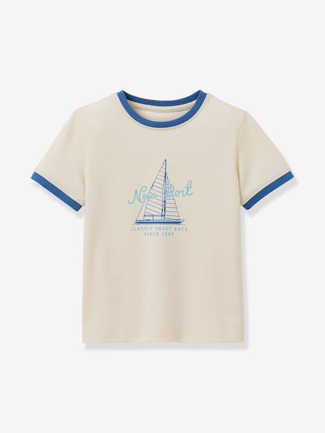Tee-shirt à col contrasté garçon écru 1 - vertbaudet enfant 