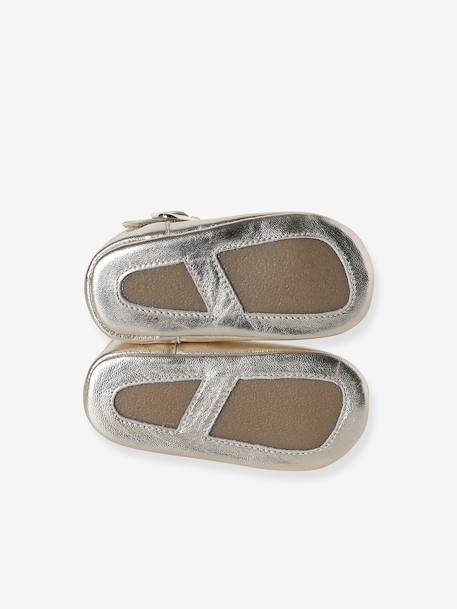 Chaussons bébé cuir blanc+or 12 - vertbaudet enfant 
