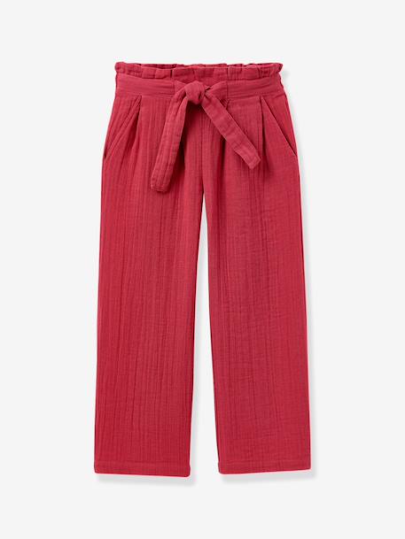 Pantalon ceinturé fille grenadine+marine 1 - vertbaudet enfant 
