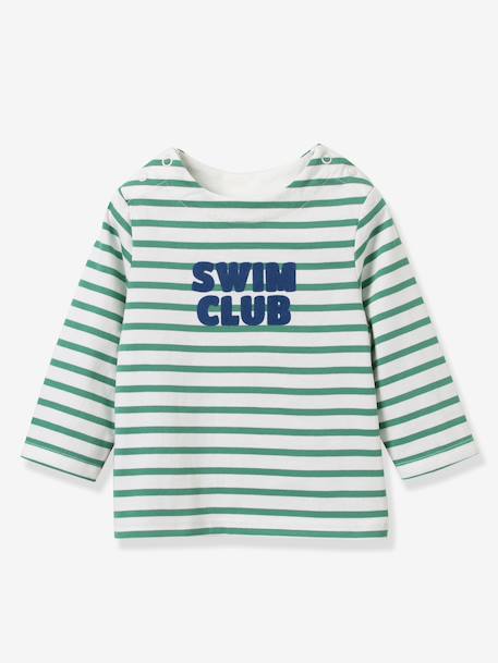 Tee shirt bébé rayé manches longues vert 1 - vertbaudet enfant 