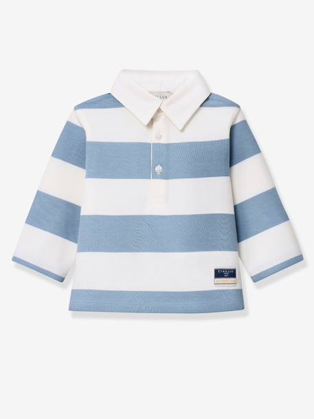 Polo rayé manches longues rayé bleu 1 - vertbaudet enfant 