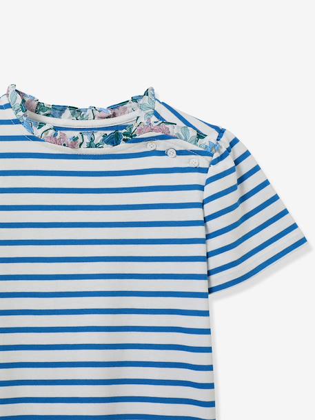 Tee shirt marinière fille bleu clair 2 - vertbaudet enfant 