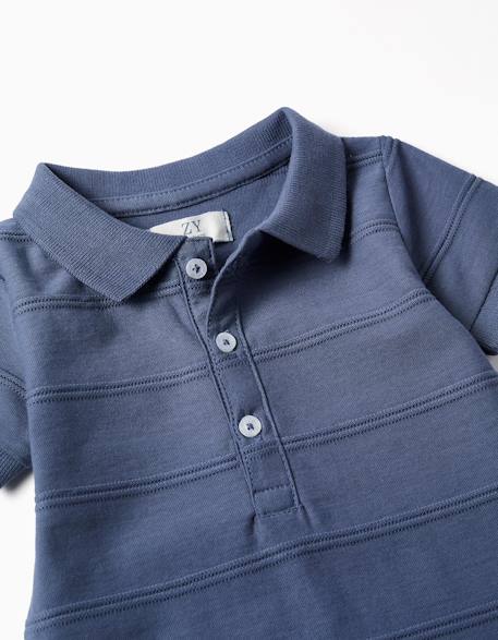 Combinaison en coton avec lignes en relief b&s Bleu 3 - vertbaudet enfant 